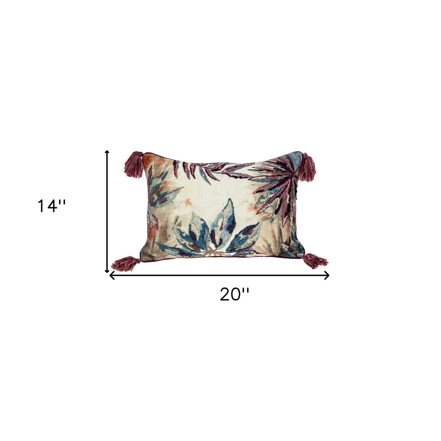14 X 20 Multicolor Zippered 100% Cotton Throw Pillow