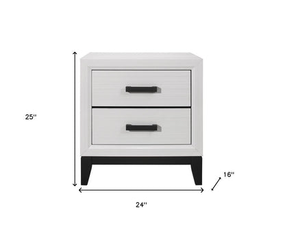 25" White Two Drawer Nightstand