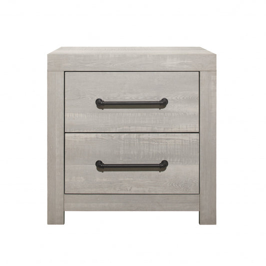 24" White Wash Two Drawer Nightstand