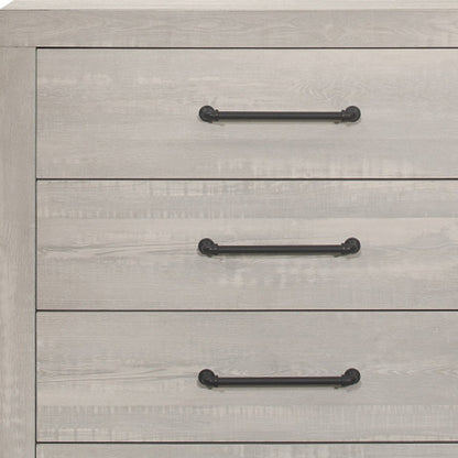 35" Rustic White Wash Solid Wood Five Drawer Chest
