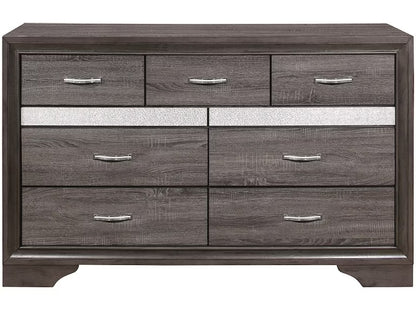 62" Grey Solid Wood Nine Drawer Double Dresser