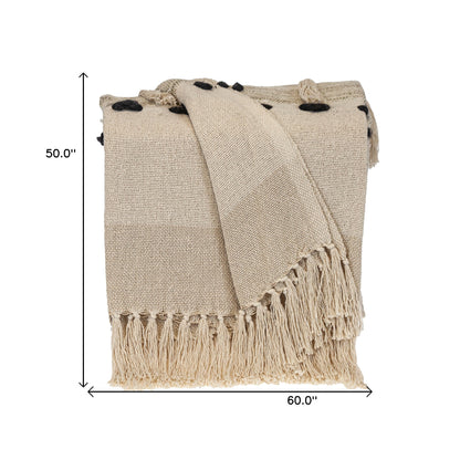 Parkland Collection Transitional Herringbone Beige Rectangle 50" x 60" Throw