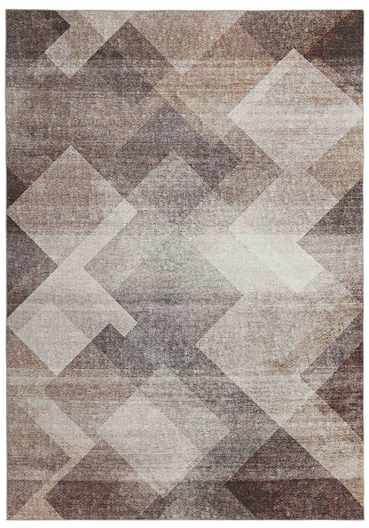 8' X 11' Brown Geometric Stain Resistant Area Rug