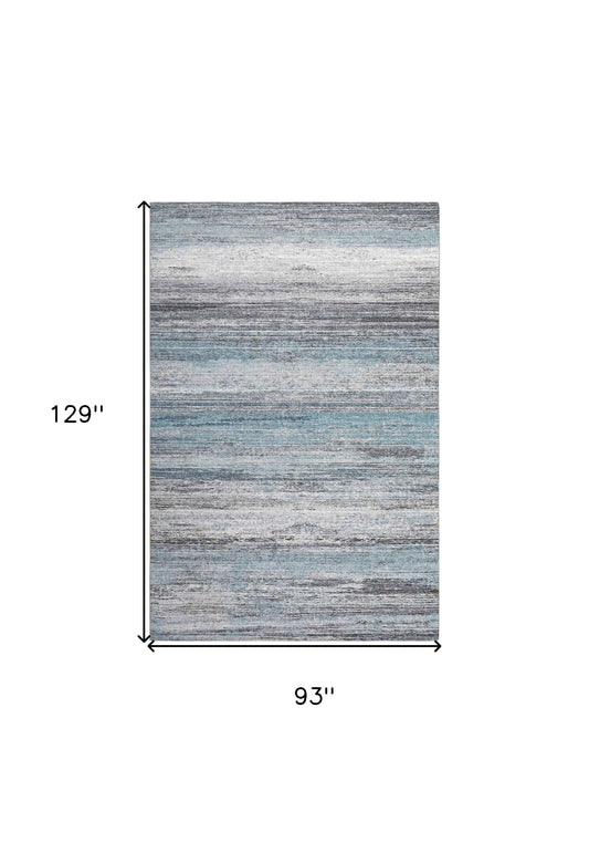 8' X 11' Turquoise and Gray Abstract Stain Resistant Area Rug