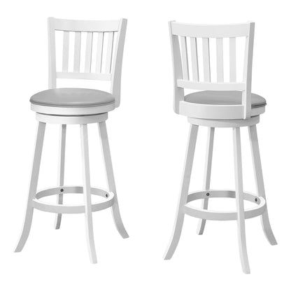 Set Of Two 44" Grey White Bar Height Swivel Full Back Bar Chairs
