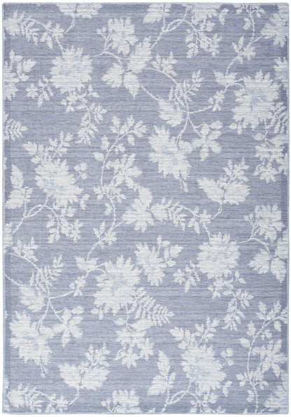 5' X 7' Grey Floral Washable Area Rug