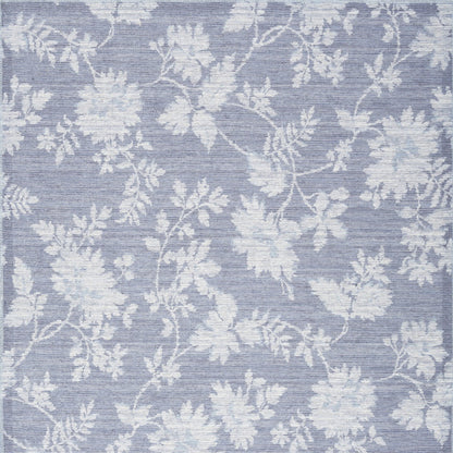 5' X 7' Grey Floral Washable Area Rug
