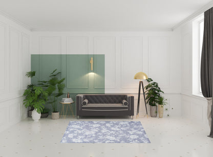 5' X 7' Grey Floral Washable Area Rug