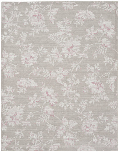 8' X 10' Natural Floral Distressed Washable Area Rug