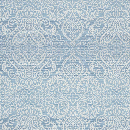 8' X 10' Blue Floral Distressed Washable Area Rug