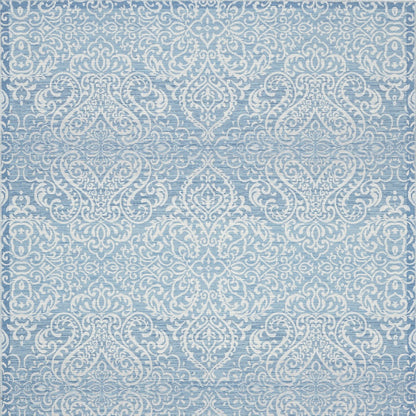 8' X 10' Blue Floral Distressed Washable Area Rug