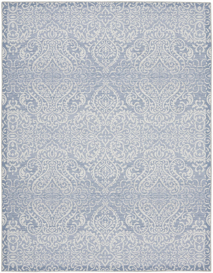 8' X 10' Slate Damask Distressed Washable Area Rug