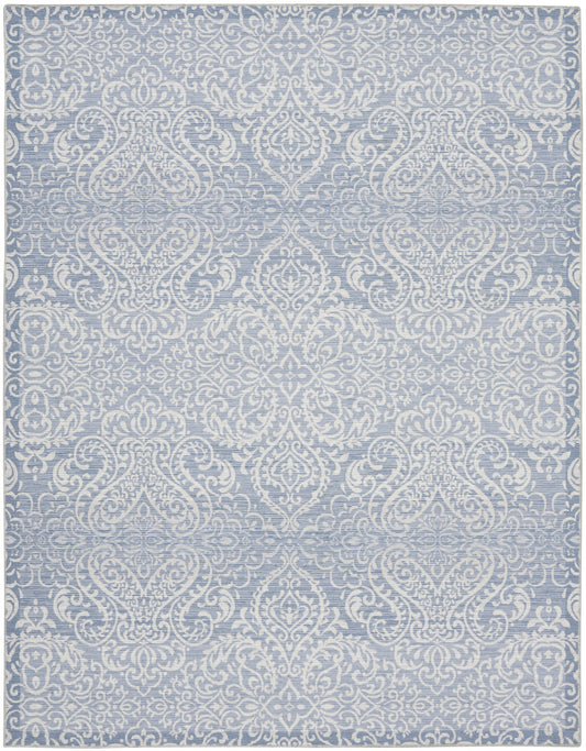 8' X 10' Slate Damask Distressed Washable Area Rug