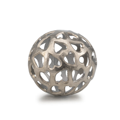 8" Silver Heart Design Pierced Decorative Orb