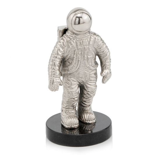 8" Silver and Black Marble Aluminum Space Man Sculpture