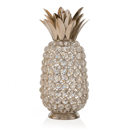 11" Silver And Clear Faux Crystal Decorative Pineapple