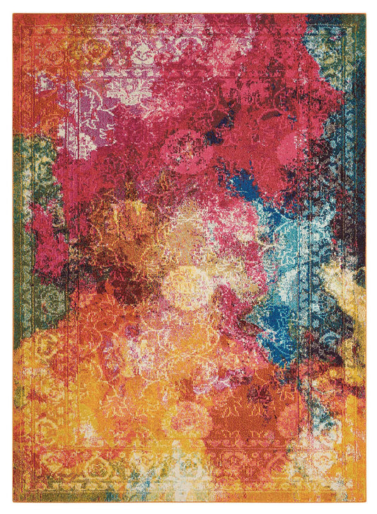 4' X 6' Seaglass Abstract Power Loom Non Skid Area Rug