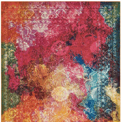 4' X 6' Seaglass Abstract Power Loom Non Skid Area Rug