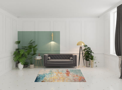 5' X 7' Sealife Abstract Power Loom Non Skid Area Rug