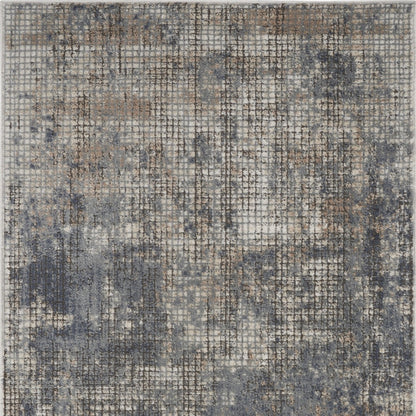 3' X 5' Blue And Beige Abstract Power Loom Distressed Non Skid Area Rug