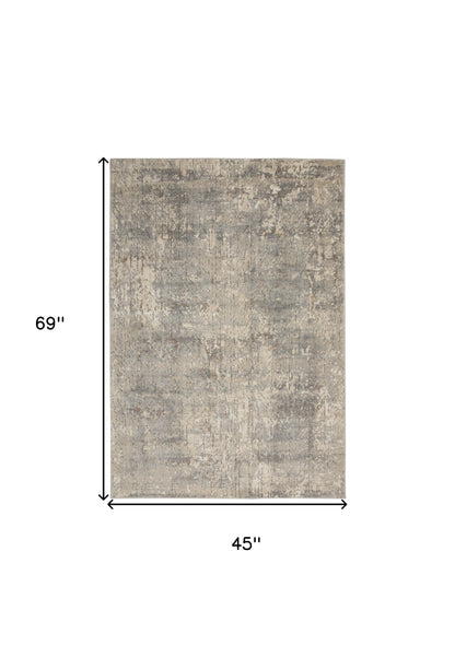 4' X 6' Beige And Grey Abstract Power Loom Non Skid Area Rug