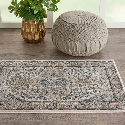 2' X 4' Ivory And Grey Oriental Non Skid Area Rug
