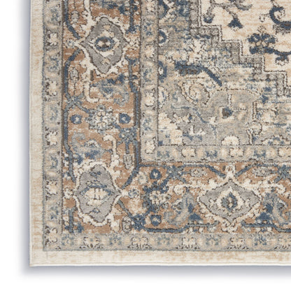 4' X 6' Ivory And Grey Oriental Power Loom Non Skid Area Rug