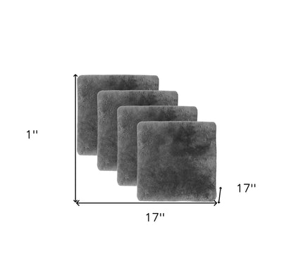 Set Of Four 17" X 17" Charcoal Grey Medical Sheepskin Chair Pads