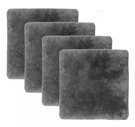 Set Of Four 17" X 17" Charcoal Grey Medical Sheepskin Chair Pads