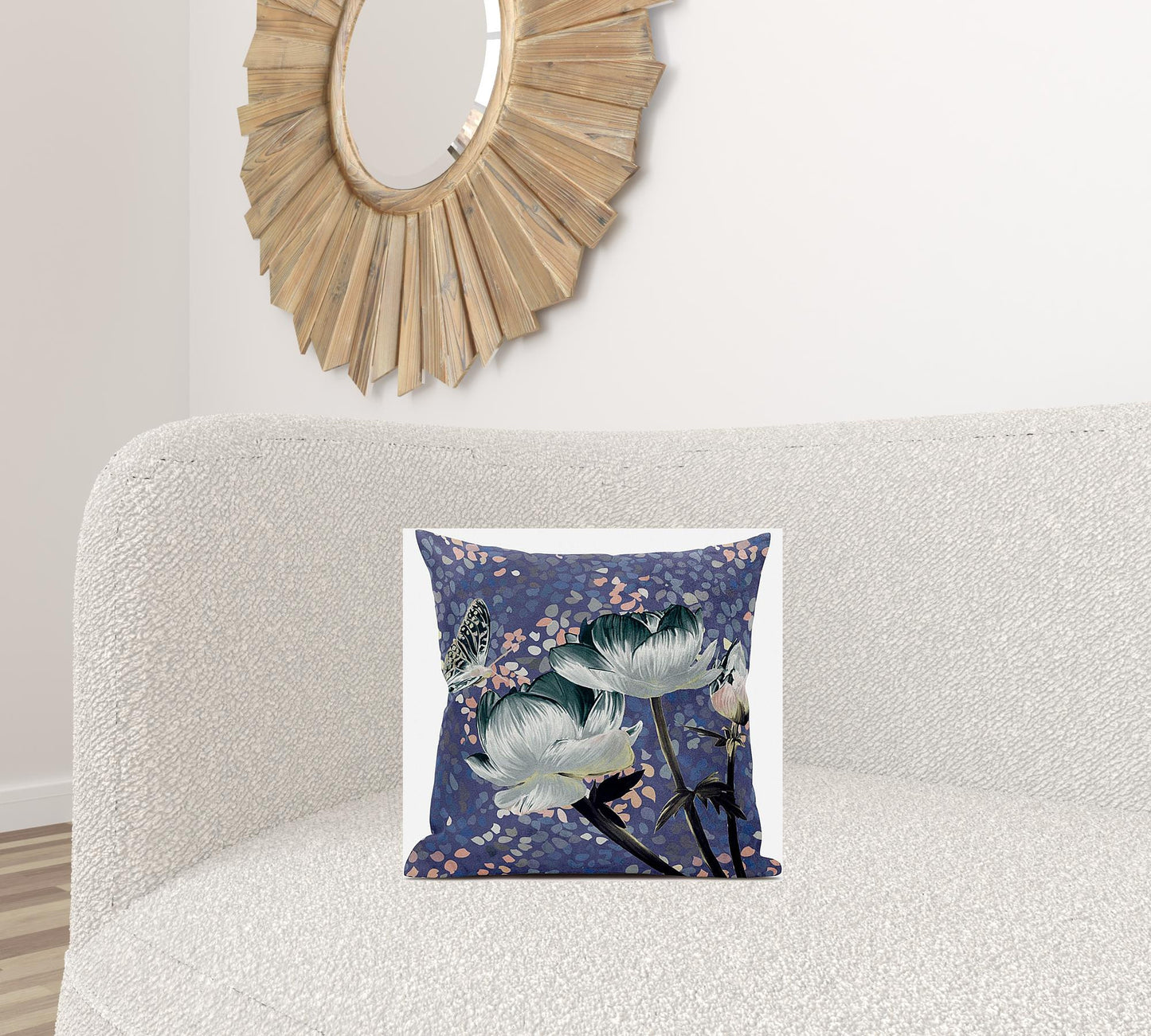 16" X 16" Darkgreen And Grey Floral Zippered Suede Throw Pillow