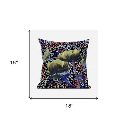 18" X 18" Green and Yellow Butterfly Broadcloth Floral Zippered Pillow