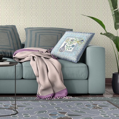 18" X 18" Gray and White Peacock Broadcloth Floral Zippered Pillow