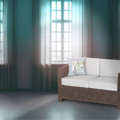 20" X 20" Gray and White Peacock Broadcloth Floral Zippered Pillow
