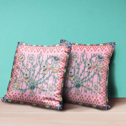 20" X 20" Yellow and Peach Peacock Broadcloth Floral Zippered Pillow