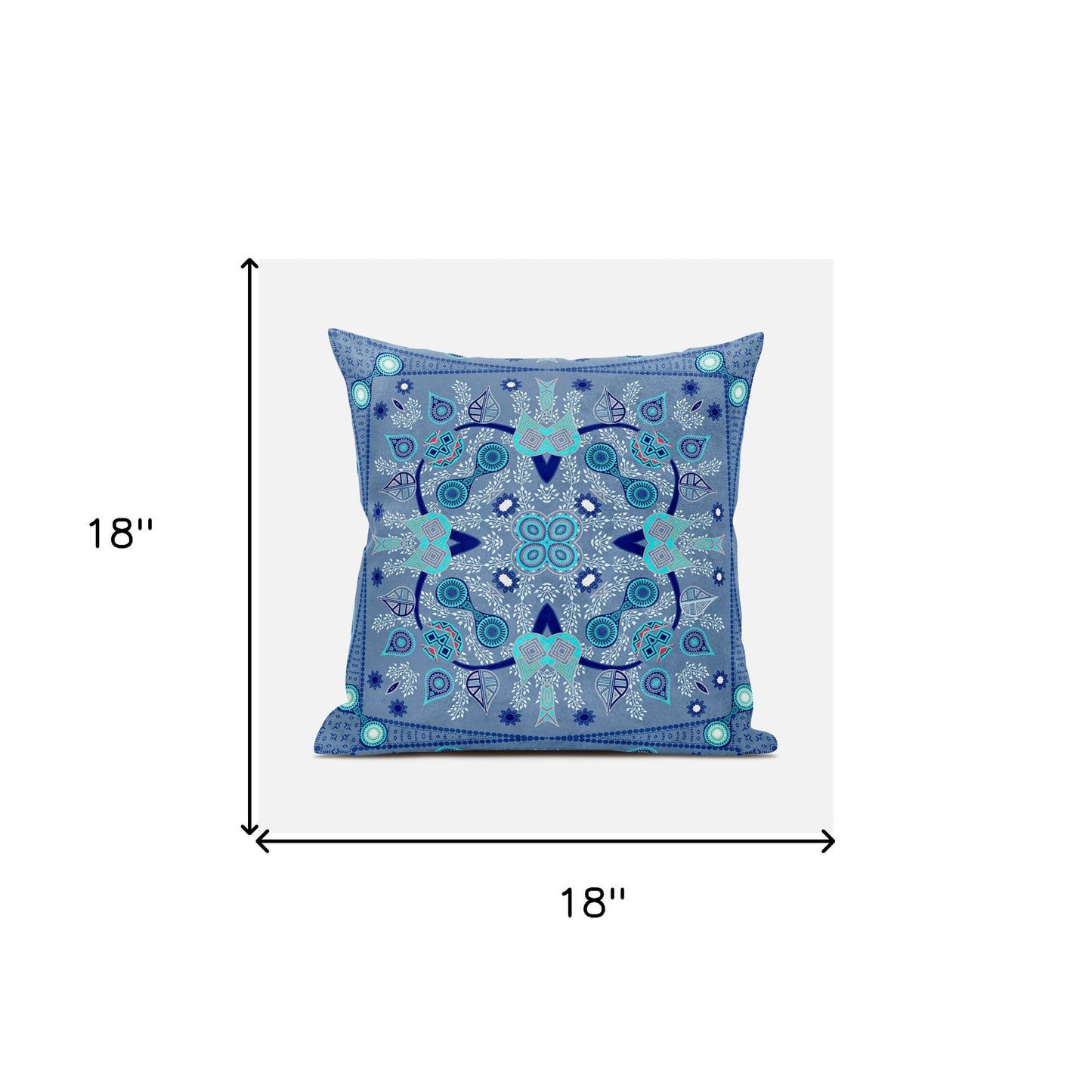 18" X 18" Dark Blue Broadcloth Paisley Zippered Pillow