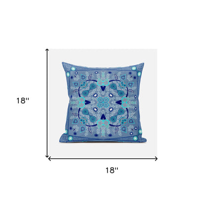 18" X 18" Dark Blue Broadcloth Paisley Zippered Pillow