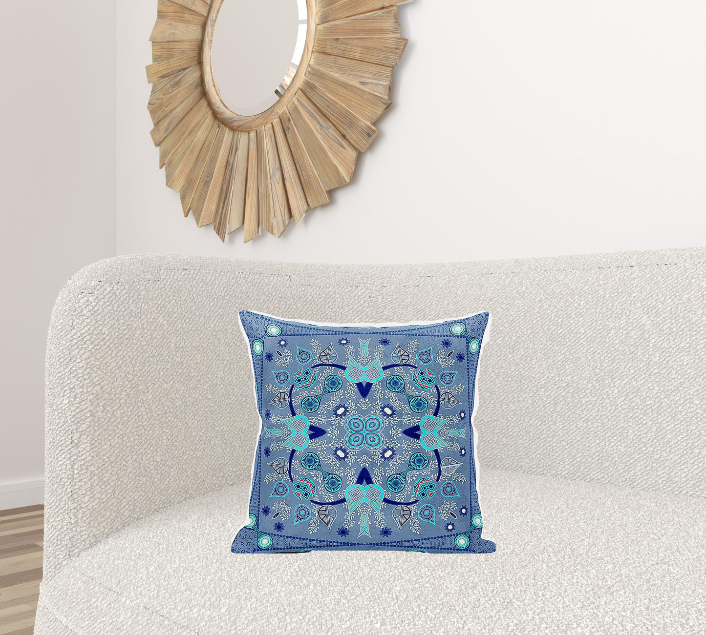 18" X 18" Dark Blue Broadcloth Paisley Zippered Pillow