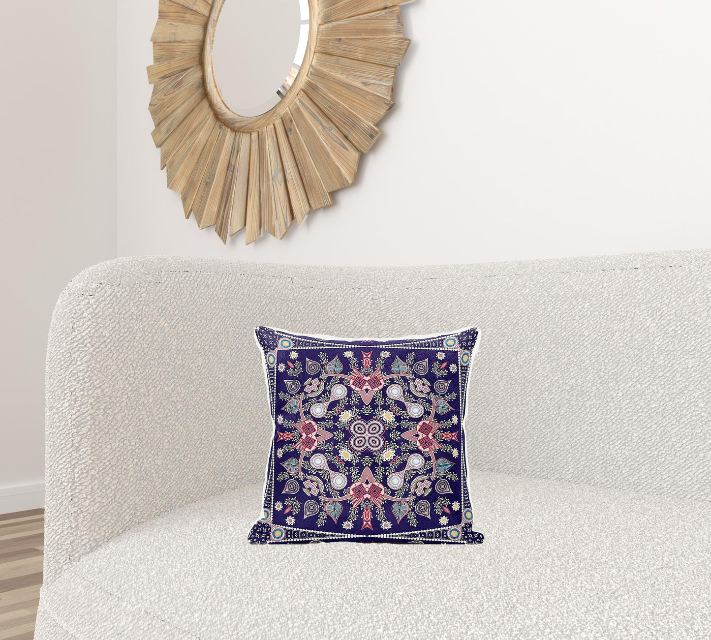 16" X 16" Pink and Purple Broadcloth Paisley Zippered Pillow