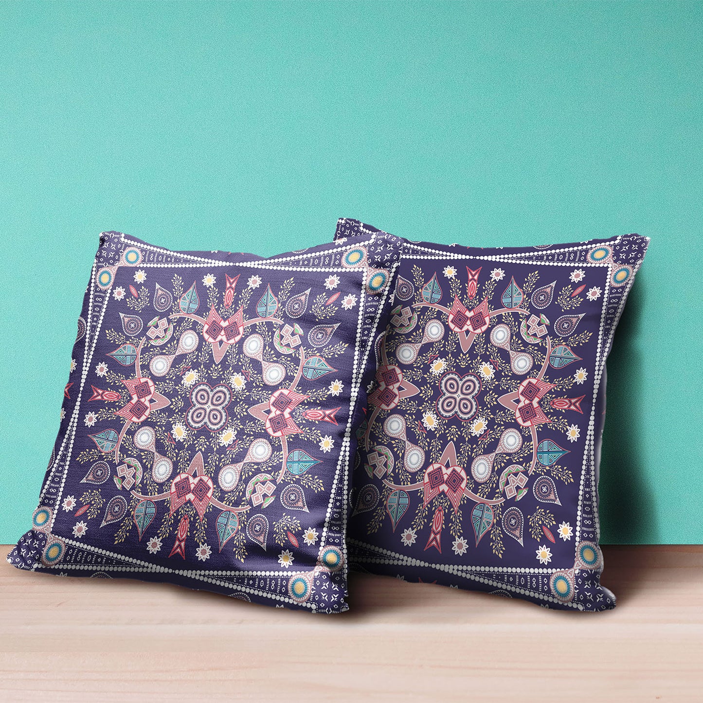18" X 18" Pink and Purple Broadcloth Paisley Zippered Pillow