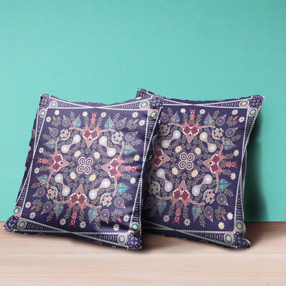 18" X 18" Pink and Purple Broadcloth Paisley Zippered Pillow