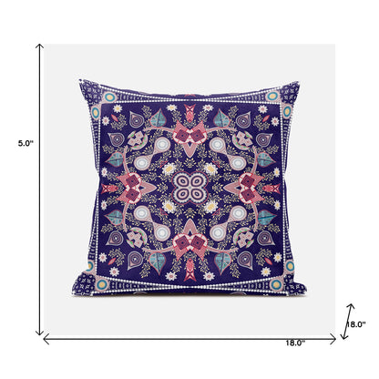 18" X 18" Pink and Purple Broadcloth Paisley Zippered Pillow