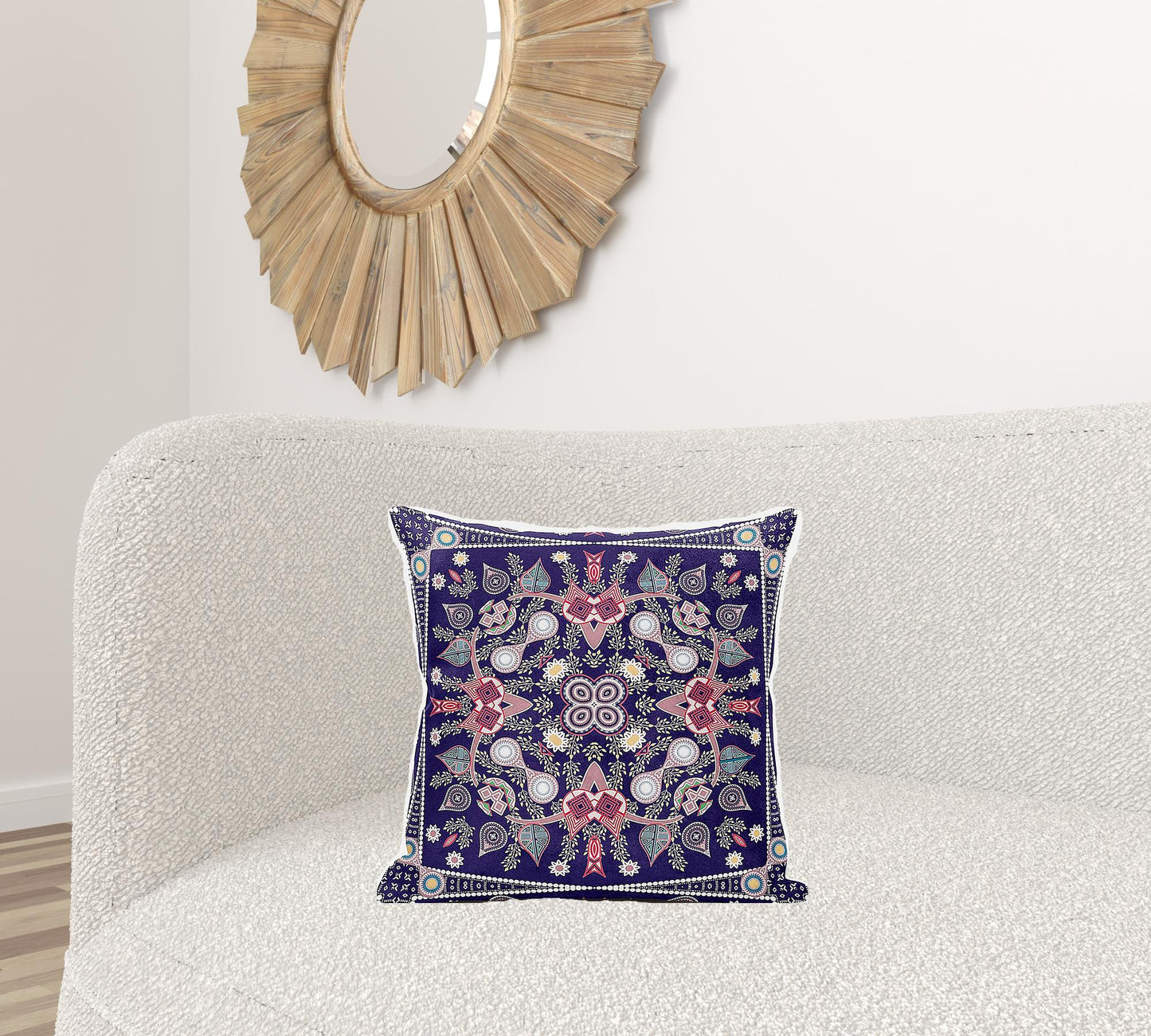 18" X 18" Pink and Purple Broadcloth Paisley Zippered Pillow