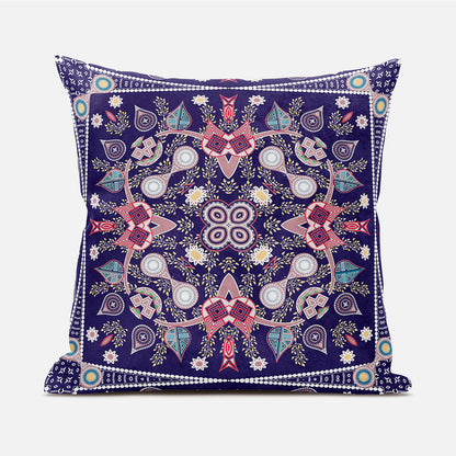 20" X 20" Pink and Purple Broadcloth Paisley Zippered Pillow