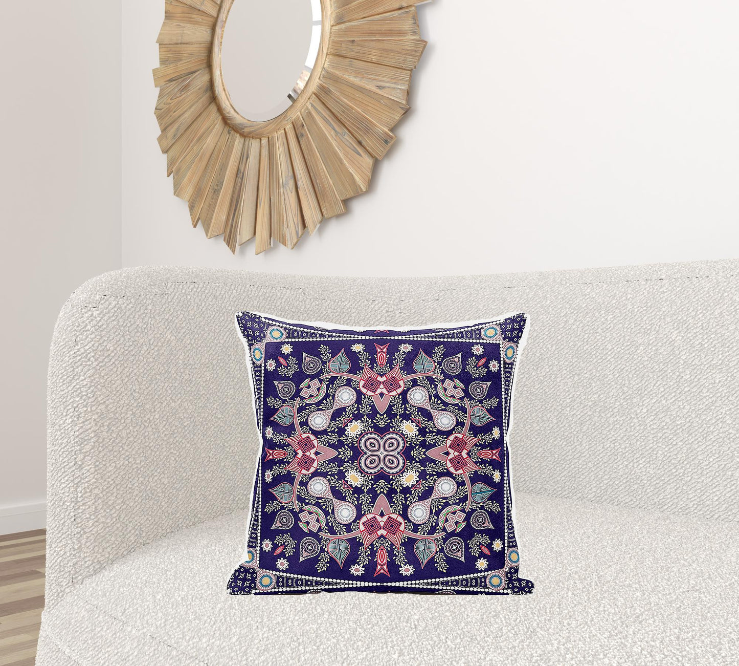 20" X 20" Pink and Purple Broadcloth Paisley Zippered Pillow