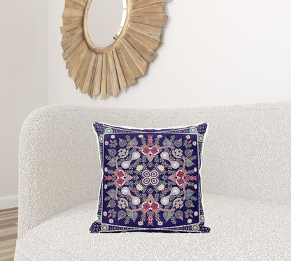 20" X 20" Pink and Purple Broadcloth Paisley Zippered Pillow