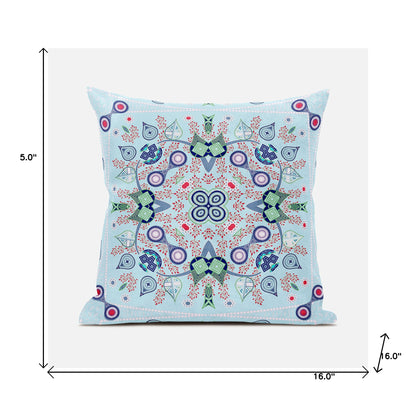 16" X 16" Blue and Green Broadcloth Paisley Zippered Pillow