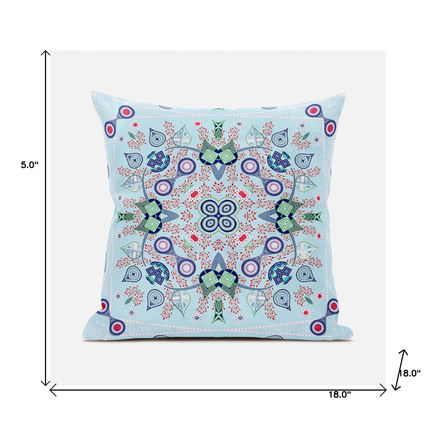 18" X 18" Blue and Green Broadcloth Paisley Zippered Pillow