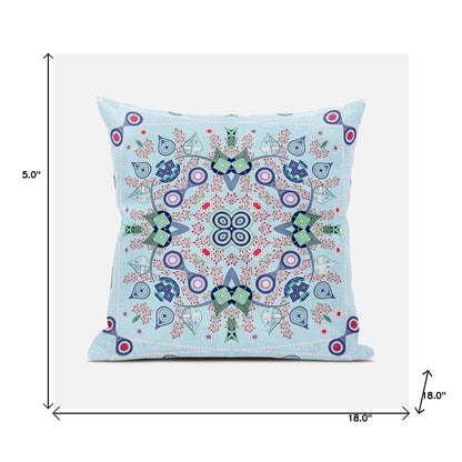 18" X 18" Blue and Green Broadcloth Paisley Zippered Pillow