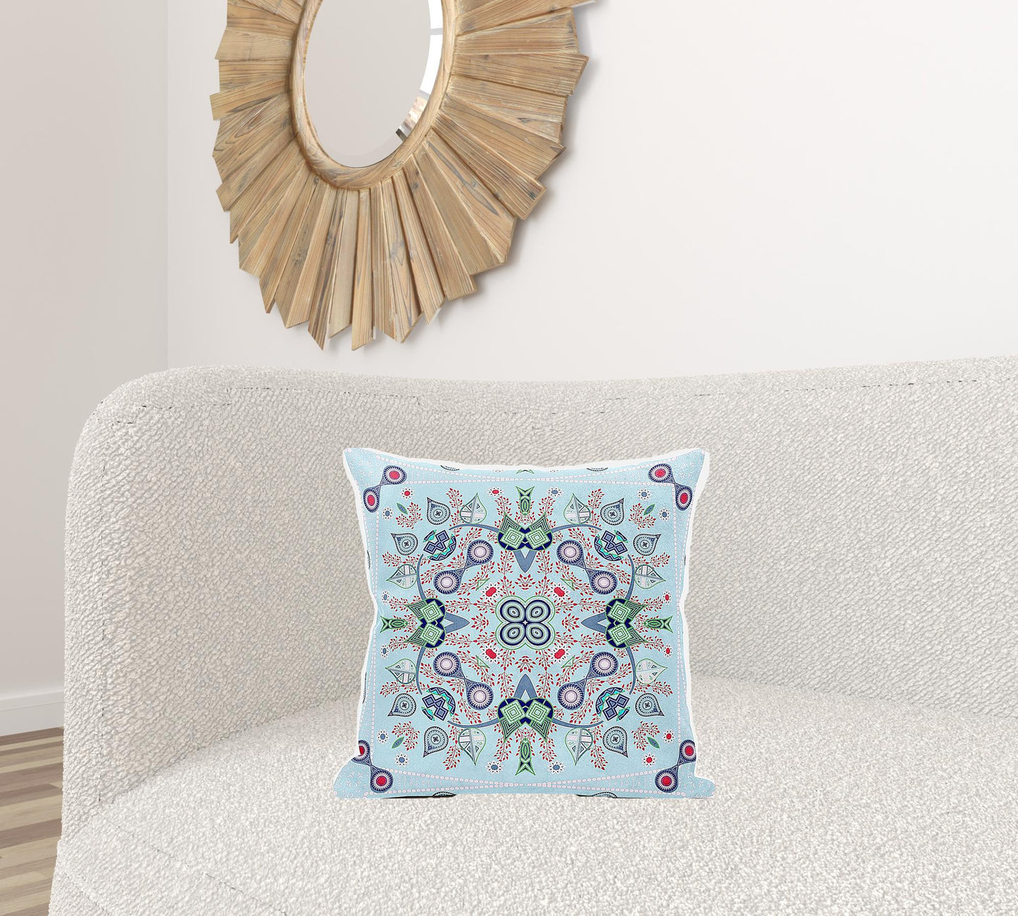 18" X 18" Blue and Green Broadcloth Paisley Zippered Pillow