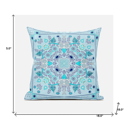 18" X 18" Blue and Gray Broadcloth Paisley Zippered Pillow